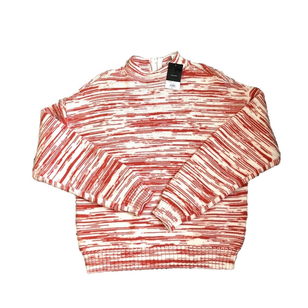 Nine West Coral Orange & White Stripe Sweater Top Womens Medium NWT Cotton Blend